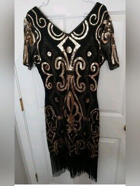 Fundaisy Elegant Vintage Style Gatsby 1920s Sequin Fringe Dress – Flapper.